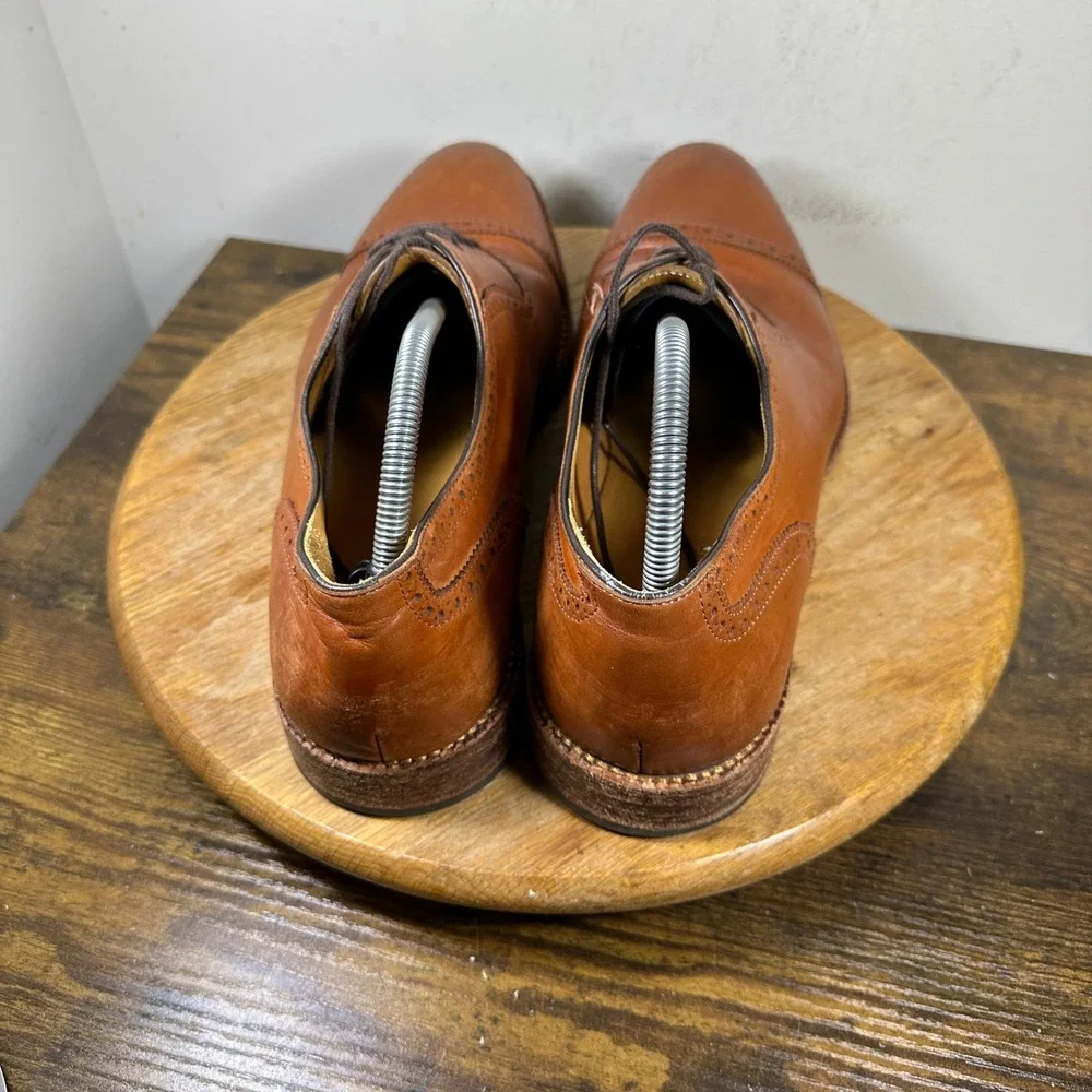 Beckett Simonon Dean Oxford Tan Leather Cap Toe Brogue Dress Shoes Mens 14